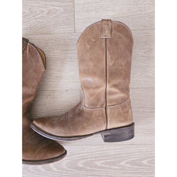 Nocona Brown Leather Western USA Mens Pointed Toe Pull On Cowboy Boots Shoes 9 D - Picture 2 of 10